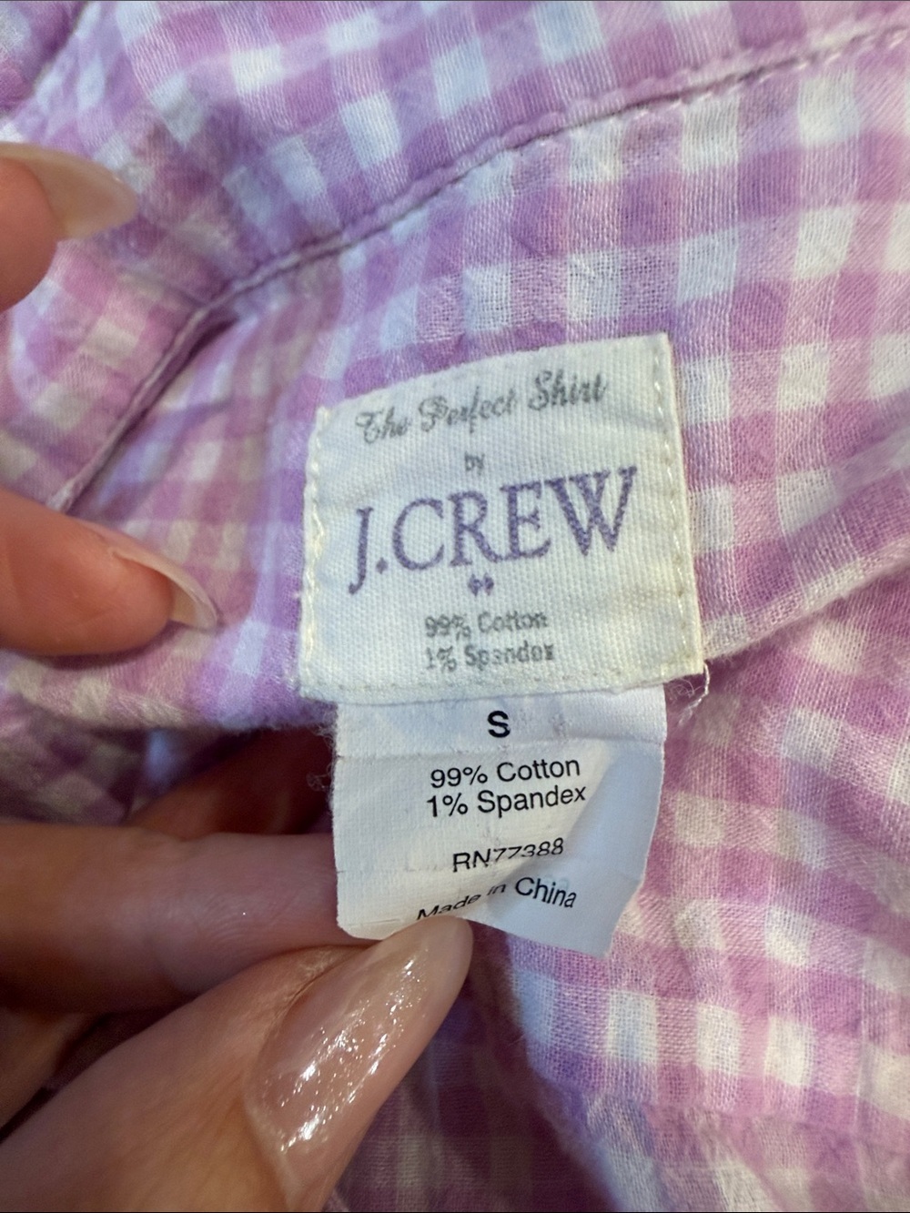 J.Crew Pink and White Gingham Button-Up Shirt - Picture 2 of 5